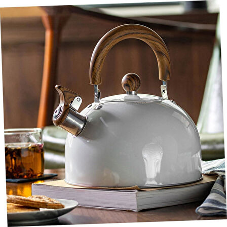 Valkyrie 3L Düdüklü Kettle Su Isıtıcı Çaydanlık Paslanmaz Çelik Yüksek Islıklı Beyaz 