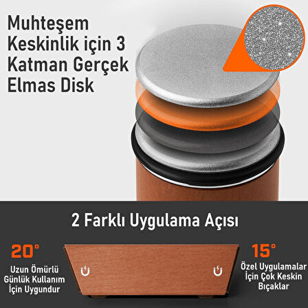 Valkyrie Profesyonel Roller Bıçak Biley Seti - Kolaylıkla Tecrübe Gerektirmeyen Muhteşem Keskinlik 15 ve 20 derece Bıçak Bileği