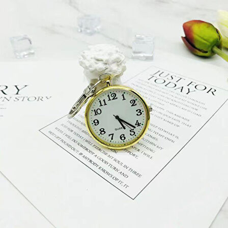 Valkyrie Anahtarlık Klipsli Analog Quartz Cep Saati Altın