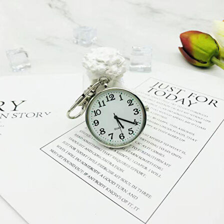 Valkyrie Anahtarlık Klipsli Analog Quartz Cep Saati Siyah