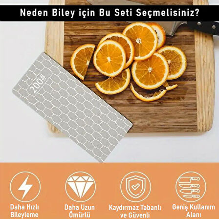 Valkyrie 3 Adet Elmas Biley Seti Bıçak Bileme Taşı Sulu veya Susuz Biley Uzun Ömürlü Aşınmaz 200 400 1000 Grit