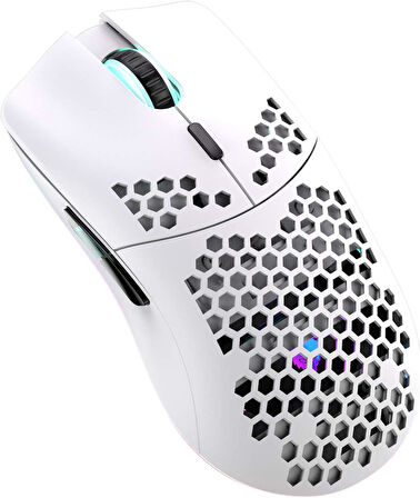 Valkyrie Kablosuz Petek Tasarım Şarjlı Gaming Mouse – RGB Aydınlatmalı 3200 DPI Ultra Hafif Beyaz