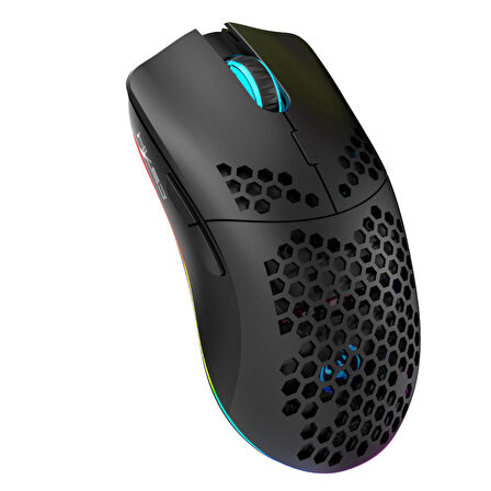 Valkyrie Kablosuz Petek Tasarım Şarjlı Gaming Mouse – RGB Aydınlatmalı 3200 DPI Ultra Hafif Siyah