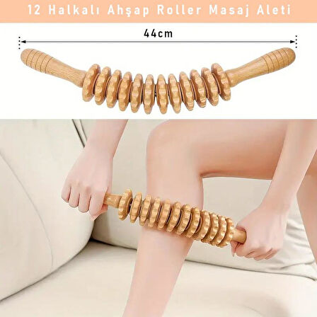 Valkyrie Medikal Ahşap 12 Tekerlekli Kavisli Merdane Maderoterapia Sırt Bel Bacak Selülit Karşıtı ve Derin Doku Masajı 1. Kalite