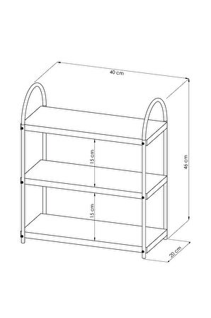 Bello Mutfak Rafı Tezgah Üstü 3'lü Oval 50 cm BeyazBeyaz