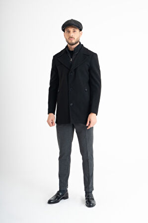 Hakim Yaka Kaşe Kaban - Siyah 50