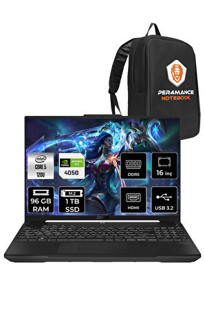 ASUS TUF Gaming F16 Core 5 210H 96GB 1TB SSD RTX4050/6GB 140W WUXGA 16" FDOS LP029 & PER4 ÇANTA