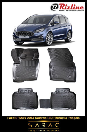 Rizline Ford S-Max 2022 Model 3D Havuzlu Paspas