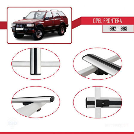 Opel Frontera 1992-1998 Arası ile Uyumlu BASIC Model Ara Atkı Tavan Barı Gri 2 Adet