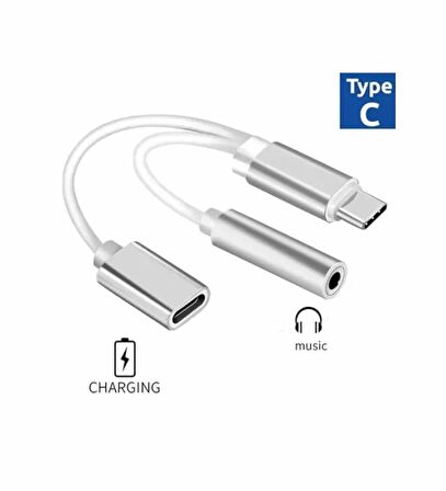 TYPE-C 2in1 Şarj Ve Aux kablosu Kın KY-174