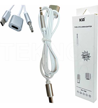 TYPE-C 2in1 Şarj Ve Aux kablosu Kın KY-174