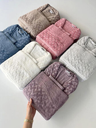 MYSOFT HASIR TEKLİ BORNOZ SETİ