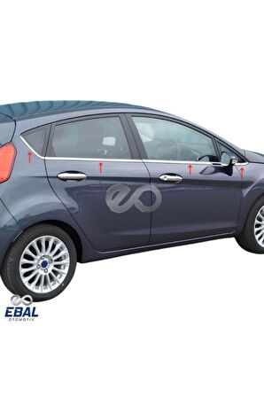 Ford Fiesta Cam Çıtası 8 Parça Krom 2009 - 2017 Paslanmaz Çelik