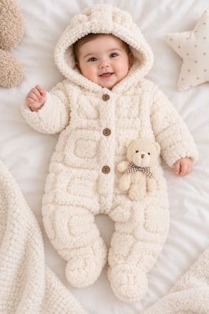  Kız Erkek Bebek Tavşan ve Ayı Oyuncaklı Peluş Tulum TLM0301