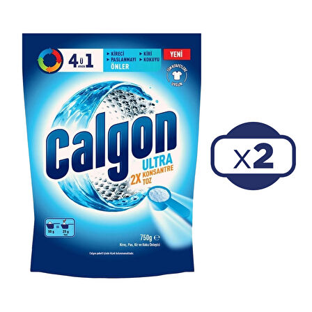 Calgon 4ü1 Arada Ultra Konsantre Toz Kireç Önleyici 750 gr 2 li