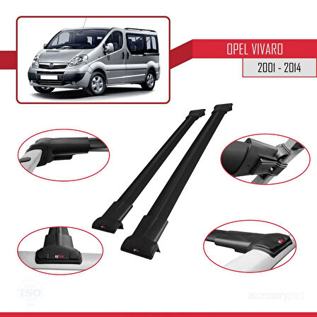 Opel Vivaro A 2001-2014 Arası ile Uyumlu FLY Model Ara Atkı Tavan Barı Siyah 2 Adet