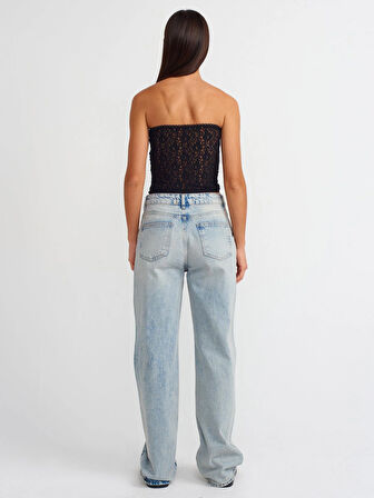 Kar Yıkama Straight Denim Pantolon-Tint