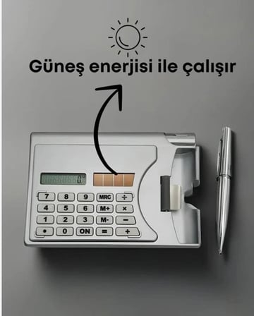 Metal Kaplama Hesap Makineli Kartvizitlik ve Takıp Çıkarılabilir Tükenmez Kalem Seti
