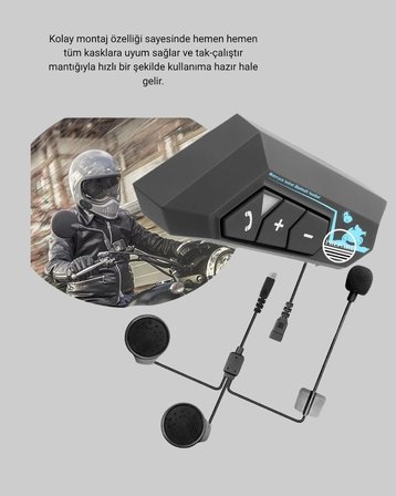 Motosiklet Kask Kulaklığı Bluetooth 5.0 Gürültü Önleme Ve Hızlı Bağlantı