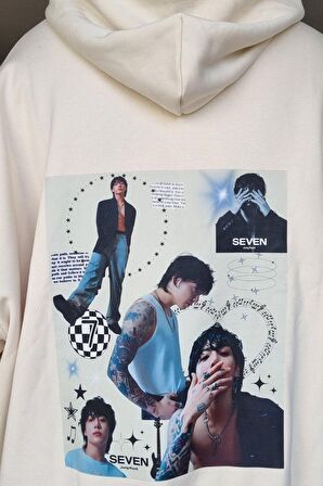 Kpop Jungkook Sırt Baskılı Kapşonlu Sweatshirt