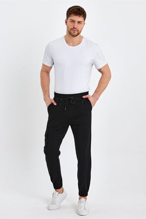 Erkek Lastikli Kargo Cepli Jogger Lacivert Pantolon