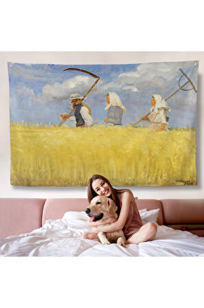 Anna Ancher - İşçiler Duvar Örtüsü - Harvesters-7156