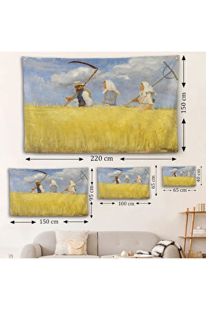 Anna Ancher - İşçiler Duvar Örtüsü - Harvesters-7156