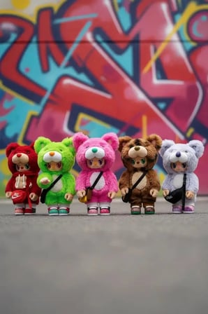 MINISO Rebel Bear Pozlanabilir Figür Çantalı Serisi Sürpriz Figür Koleksiyonluk Blind Box Oyun Set