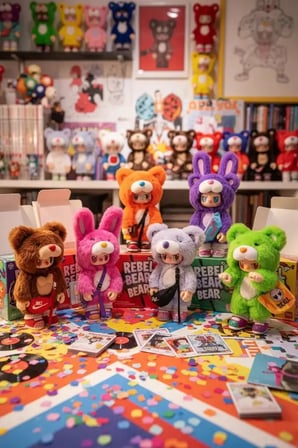 MINISO Rebel Bear Pozlanabilir Figür Çantalı Serisi Sürpriz Figür Koleksiyonluk Blind Box Oyun Set