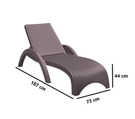 Omnipazar TRK-860 Siesta Fiji Rattan Desenli Ayarlanabilir Lüks Şezlong Kahverengi 2'li Set