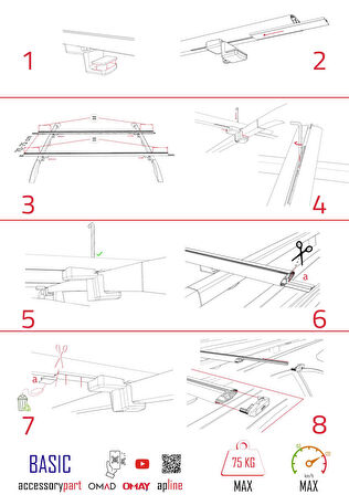 Ford Transit/Tourneo Custom 2012-2023 Arası ile Uyumlu BASIC Model Ara Atkı Tavan Barı Siyah 2 Adet