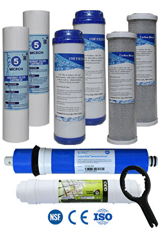 Su Arıtma Cihazı Filtresi Çift Karbonlu Nsf 80 Gpd King Membranlı Filtre Seti