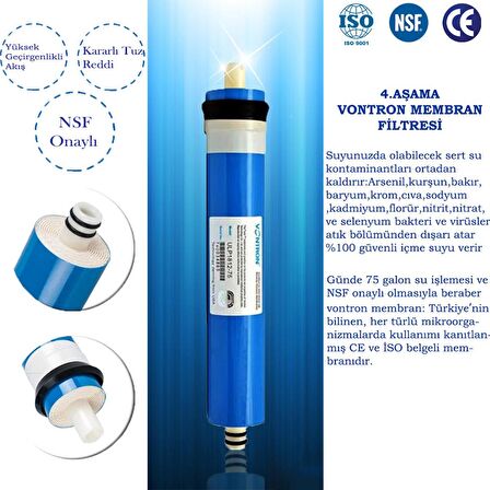 Su Arıtma Cihazı Filtresi Nsf Vontron Membran - Nsf Europost Tatlandırıcı 1840 Son Karbon