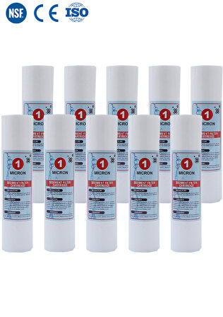 Açık Kasa Su Arıtma Cihazı 10 İnc 1 Mikron Sediment Spun Filtre ( 10 Adet )