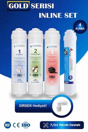 Kapalı Kasa 12 İnc Su Arıtma Cihazı Filtresi İnline 4 Aşamalı Nsf Onaylı Filtre Seti