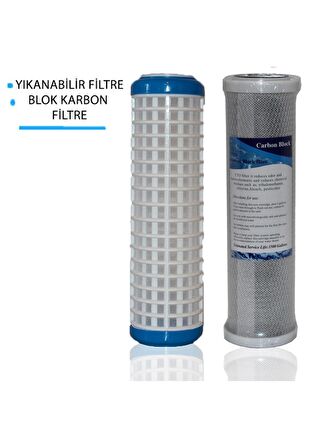 Daire Bina Sayaç Girişi 10" İnc 2 Aşama ( Yıkanabilir , Blok ) Yedek Filtre Seti 