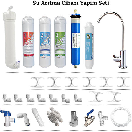 Su Arıtma Cihazı Yapım Seti Vontron Membranlı 5 Aşamalı Kokonat Bazlı Tatlandırıcılı