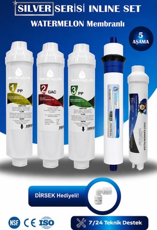 Kapalı Kasa Su Arıtma Cihazı Yeni Seri İnline 5 Aşamalı Filtre Watermelon Membranlı Set