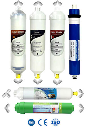 Kapalı Kasa Su Arıtma Cihazı Yeni Seri Ph Filtreli 6 Aşama İnline Domestic Membranlı Bakım Seti