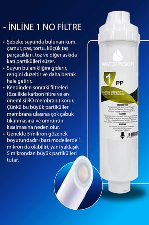 Kapalı Kasa Su Arıtma Cihazı Yeni Seri 5'li Mineral Takviyeli İnline Watermelon Membranlı Bakım Seti