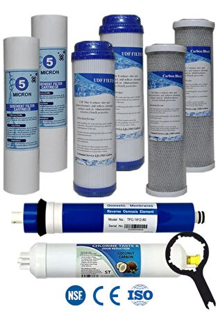 Açık Kasa Su Arıtma Cihazı 80 GPD Domestic Membranlı Karbonlu Yıllık Filtre Seti