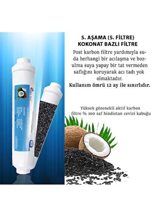 Açık Kasa Su Arıtma Cihazı 80 GPD Domestic Membranlı Karbonlu Yıllık Filtre Seti