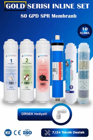 Kapalı Kasa İnline Su Arıtma Cihazı 80 GPD süper sarım Membranlı Filtresi 10 Aşamalı Filtre Seti