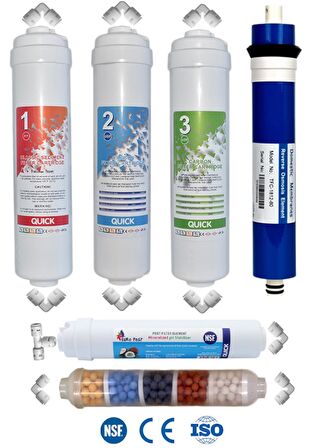Kapalı Kasa İnline Su Arıtma Cihazı 80 GPD Domestic Membranlı Filtresi 10 Aşamalı Filtre Seti