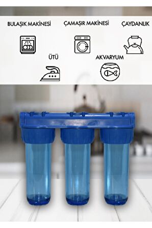 Atlantis Daire Bina Girişi 10 inch 3 Aşama Su Arıtma Yumuşatma Cihazı(TOZ TORTU,ÇAMUR ÖNLEYİCİ SET)