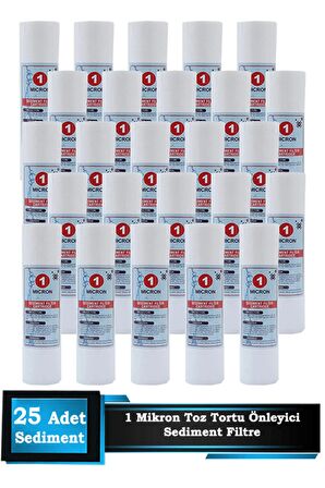 Açık Kasa Su Arıtma Cihazı 10 Inç 1 Mikron Sediment Spun Filtre (25 Adet)