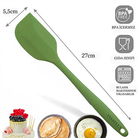 Silikon Spatula Seti 4lü Büyük Boy Yanmaz Yapışmaz Çizmez Turkuaz-Yeşil-fuşya-turuncu 27cm