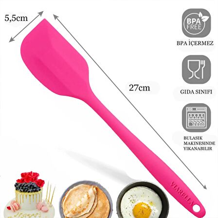 Silikon Spatula Seti 4lü Büyük Boy Yanmaz Yapışmaz Çizmez Turkuaz-Yeşil-fuşya-turuncu 27cm