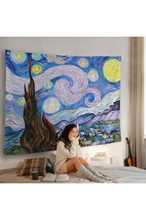 Vincent van Gogh - Yıldızlı Geceler Premium Görüntü Duvar Örtüsü-7163