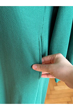 Kapüşonlu ve Cepli Örme Elbise 2402 NAVRA |